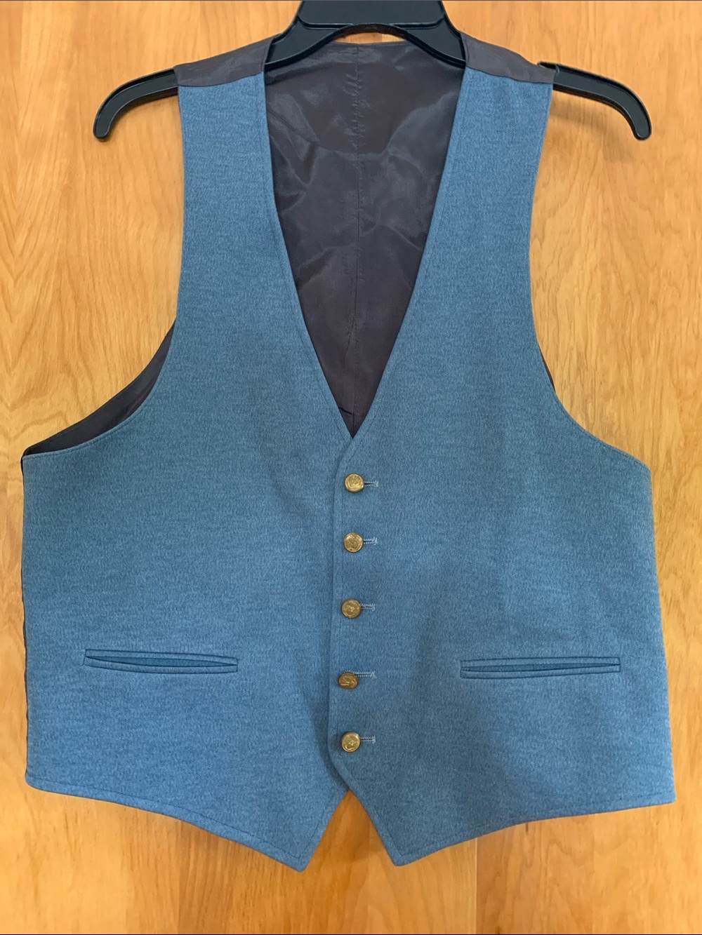 Vintage menswear vest with golden eagle buttons detail fits women M
